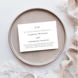 Faire-part Remise du Mariage Monogramme classique