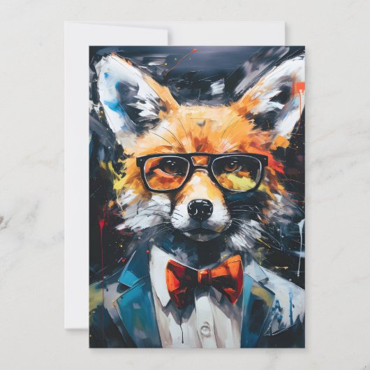 Faire-part Renard Abstrait minimaliste (Devant)
