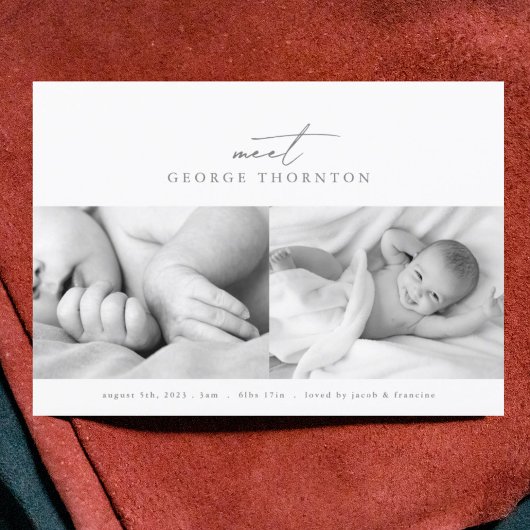 Faire-part rencontrer notre bébé photo collage naissance