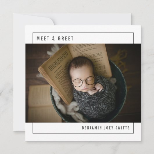 Faire-part Rencontrez et saluez bébé Photo moderne naissance (Devant)