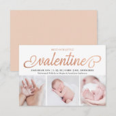 Faire-part Rencontrez notre petit Valentine 3 Photo Naissance (Devant / Derrière)