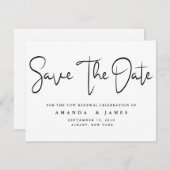 Faire-part Renouvellement Élégant De Vow Minimaliste Enregist (Devant / Derrière)