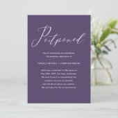 Faire-part Report chic violet de mariage (Debout devant)