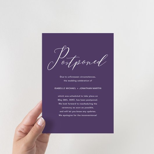 Faire-part Report chic violet de mariage