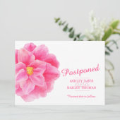Faire-part Report de camélia rose annulation de mariage (Debout devant)