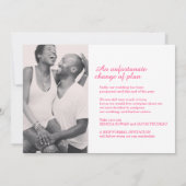 Faire-part Report de camélia rose annulation de mariage (Dos)
