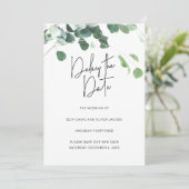 Faire-part Report de date de mariage Eucalyptus (Debout devant)
