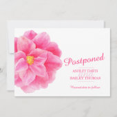 Faire-part Report de mariage à camélia rose annulé (Devant)