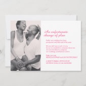 Faire-part Report de mariage à la camélia rose annulation (Dos)