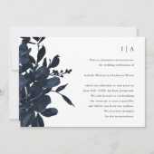 Faire-part Report de mariage floral indigo foncé (Devant)