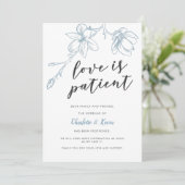 Faire-part Report de mariage floral patient d'amour (Debout devant)