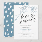 Faire-part Report de mariage floral patient d'amour (Devant / Derrière)