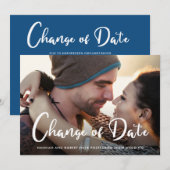 Faire-part Report de mariage moderne Changement de date Photo (Devant / Derrière)