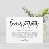 Faire-part Report de mariage par amour de la patience (Debout devant)