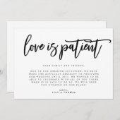 Faire-part Report de mariage par amour de la patience (Devant / Derrière)