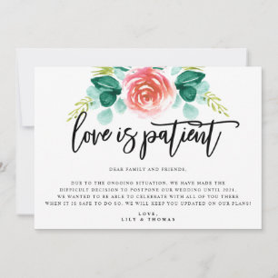 Faire-part Report de mariage par amour patient