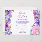 Faire-part Report de plans de fleurs violettes Paisley change (Devant)