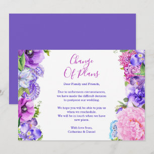 Faire-part Report de plans fleur prune Paisley
