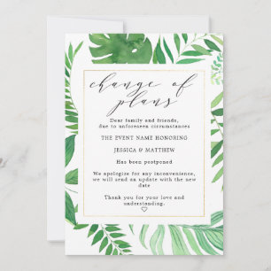 Faire-part Report du Changement de Plans Mariage Tropical
