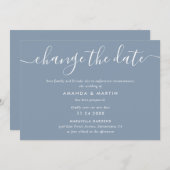 Faire-part Report Mariage bleu poussiéreux (Devant / Derrière)