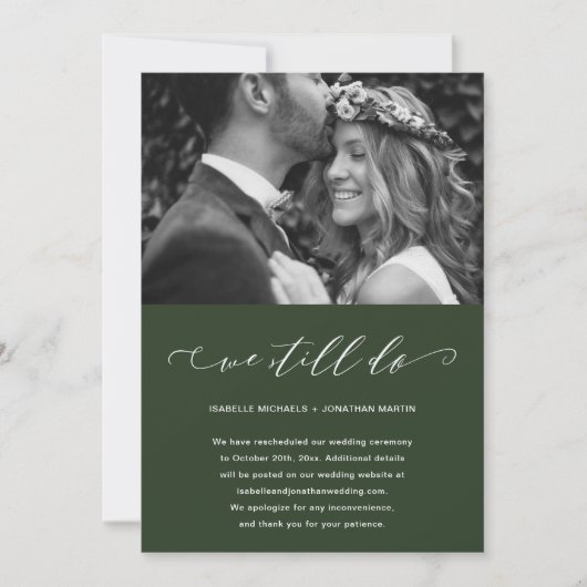 Faire-part Report Mariage Vert Nous Faisons Toujours De La Ph (Devant)