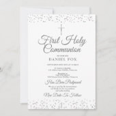 Faire-part reporté Communion solennelle argent (Devant)