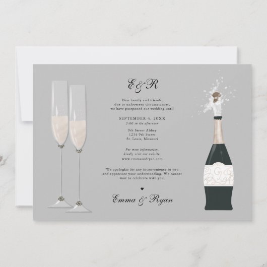 Faire-part Reporter la date du mariage en raison d'un changem (Dos)