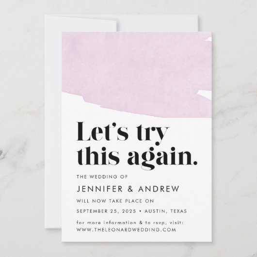 Faire-part Reprenons Cela Encore Report de Mariage Violet (Devant)