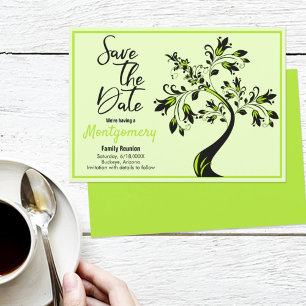 Faire-part Réservez la date   Réunion de famille d'arbres mod