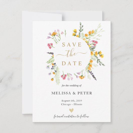 Faire-part Ressort fleur sauvage enregistrer la date (Devant)