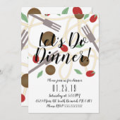 Faire-part Restaurant Spaghetti Dîner Diner Italien (Devant / Derrière)