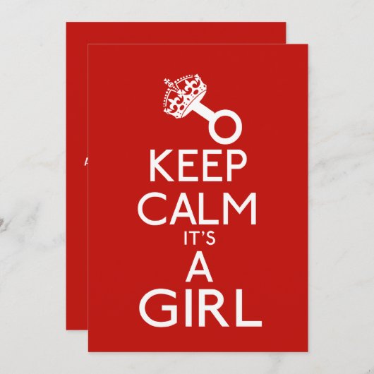 Faire-part Restez Calme C'Est Une Fille (Devant / Derrière)