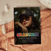 Faire-part Retro 60s hippie fun Graduation photo