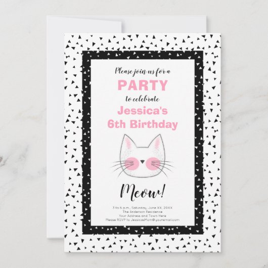 Faire-part Retro 6ème anniversaire fête pour une fille qui ai (Devant)