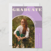 Faire-part Retro Arch Purple Photo Graduation (Devant)