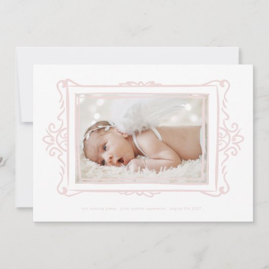 Faire-part retro blush moderne doodle cadre photo adoption (Devant)