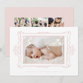 Faire-part retro blush moderne doodle cadre photo adoption (Devant / Derrière)