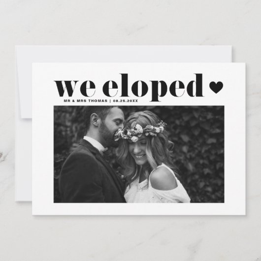 Faire-part Retro Bold Typographie Black Mariage Elopement (Devant)