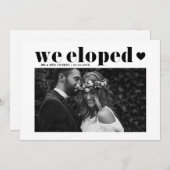 Faire-part Retro Bold Typographie Black Mariage Elopement (Devant / Derrière)