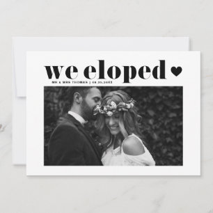 Faire-part Retro Bold Typographie Black Mariage Elopement