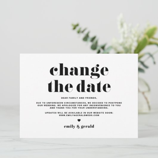 Faire-part Retro Bold Typographie noir Modifier la date (Debout devant)