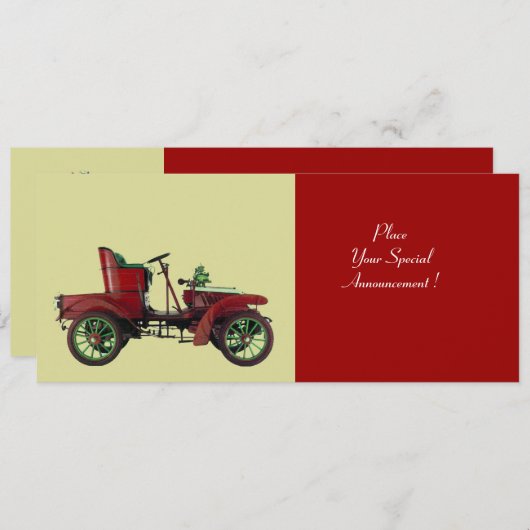 FAIRE-PART RETRO CAR, AUTO RESTAURATION, (Devant / Derrière)