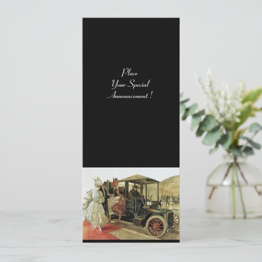 Faire-part RETRO CAR, AUTO RESTAURATION 2, rouge jaune noir (Debout devant)