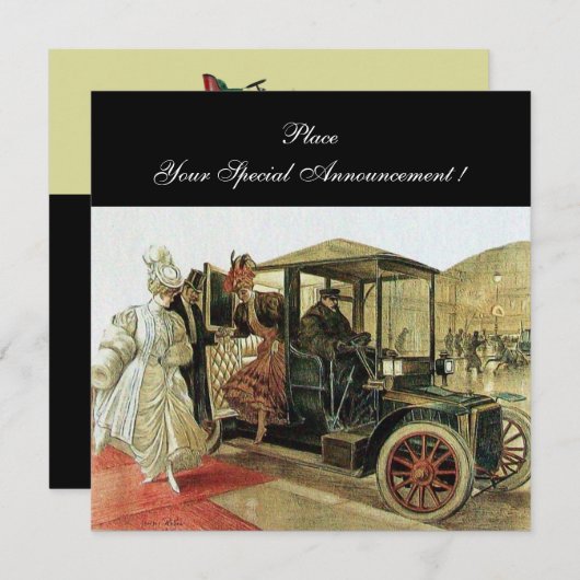 Faire-part RETRO CAR, AUTO RESTAURATION 2, rouge jaune noir (Devant / Derrière)