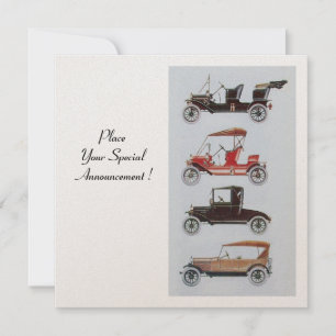 Faire-part RETRO CARS 2, AUTO RESTAURATION champagne blanc ro