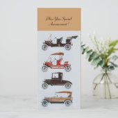 Faire-part RETRO CARS 2, RESTAURATION AUTOMATIQUE, blanc brun (Debout devant)