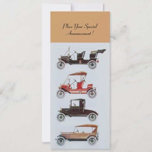 Faire-part RETRO CARS 2, RESTAURATION AUTOMATIQUE, blanc brun (Devant)
