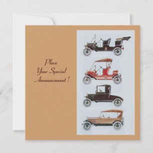 Faire-part RETRO CARS 2, RESTAURATION AUTOMATIQUE, bleu blanc