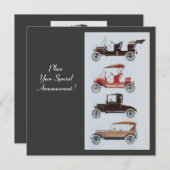 Faire-part RETRO CARS 2, RESTAURATION AUTOMATIQUE, gris blanc (Devant / Derrière)