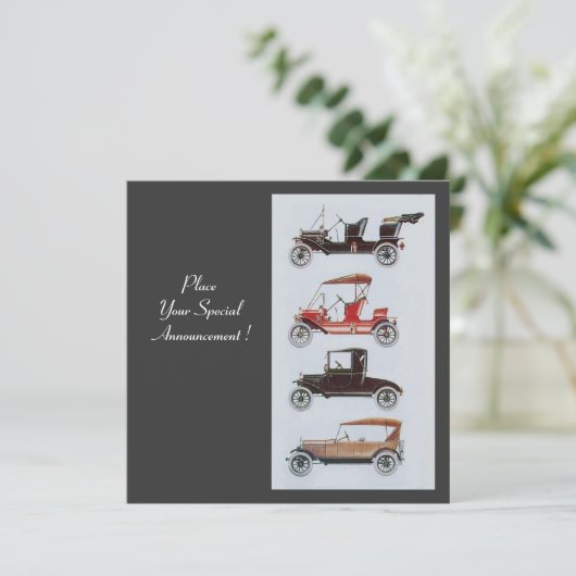 Faire-part RETRO CARS 2, RESTAURATION AUTOMATIQUE, gris blanc (Debout devant)